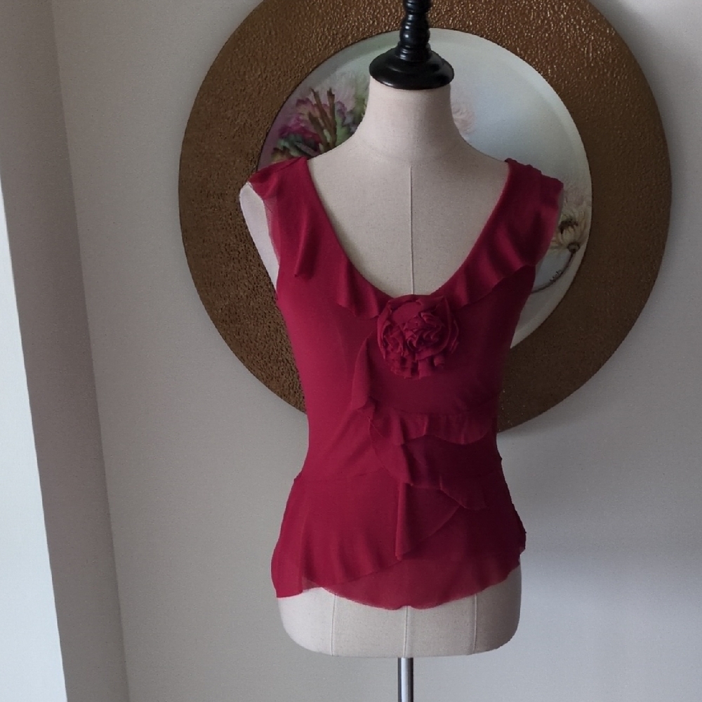 Anthropologie Odillle Elegant Red Sleeveless Top